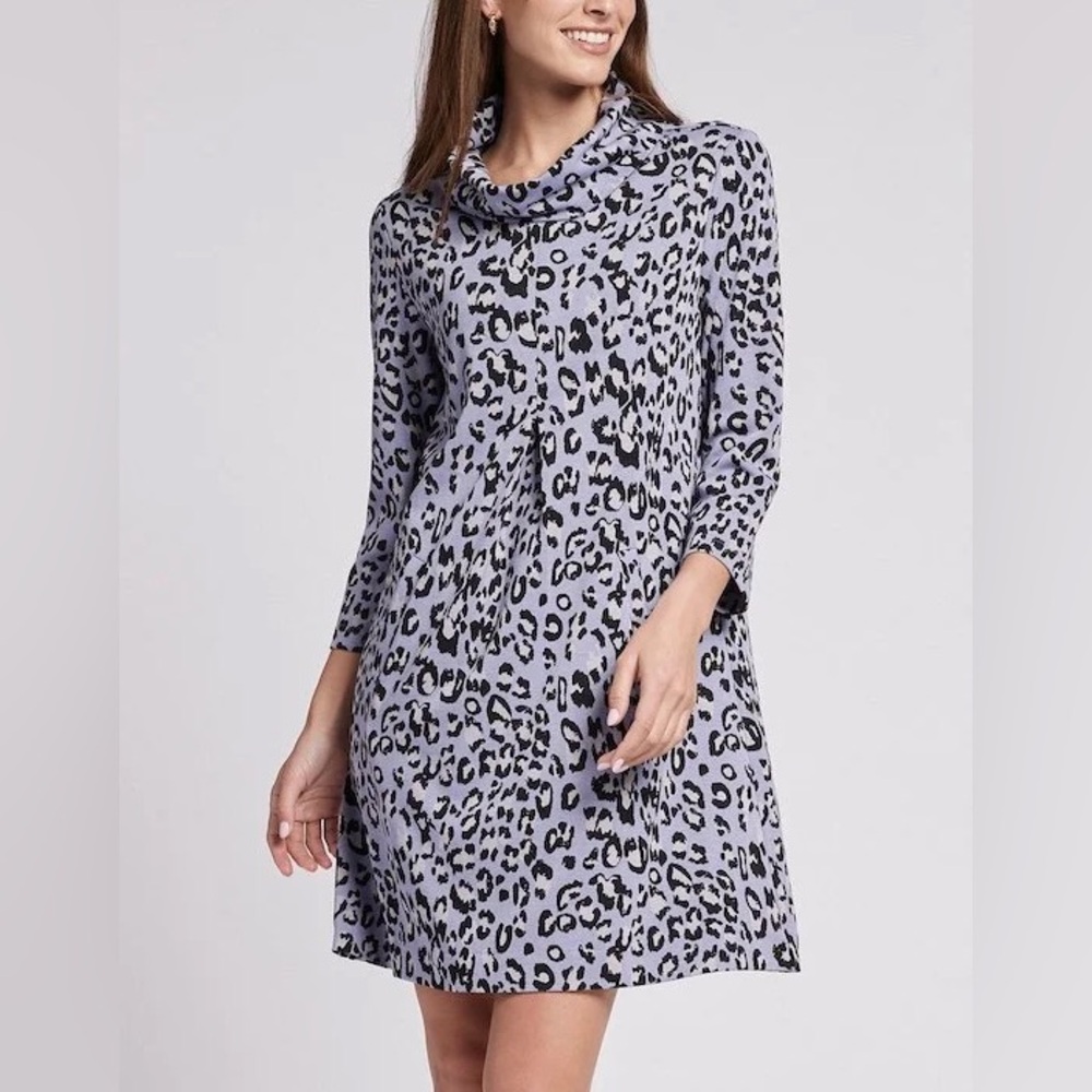 NEW Tyler Boe Cowl Neck Thistle Animal Print Dress in Purple Women's Medium